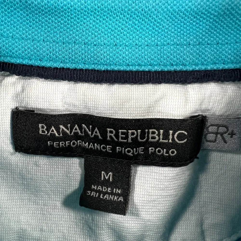 Banana Republic Polo Shirt Mens Medium Blue Short Sleeve Performance Pique - Picture 3 of 11